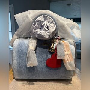 ♥️New Coach Large Rowan Satchel in Loved Denim w/Charms!!